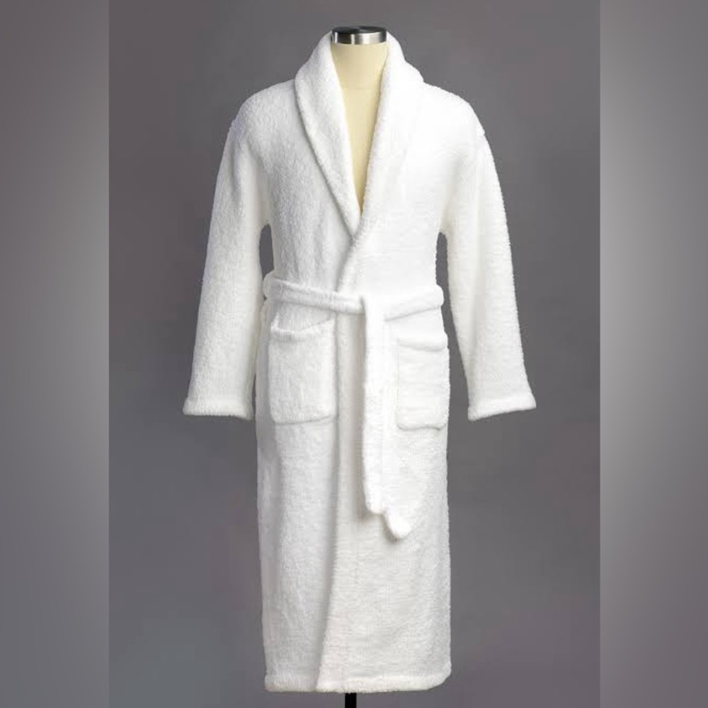 Kashwére Signature Shawl Collar Robe in cream Sz Large